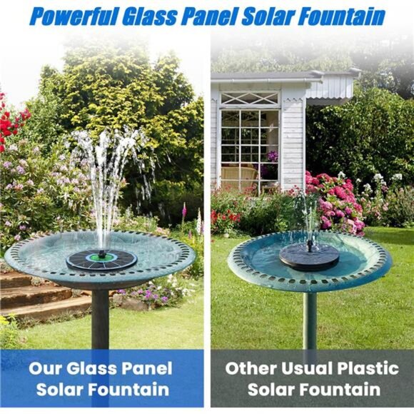 Solar Fountain Pump Full Glass -No Battery, 3.5W Solar Bird Bath Fountains - Picture 2 of 7